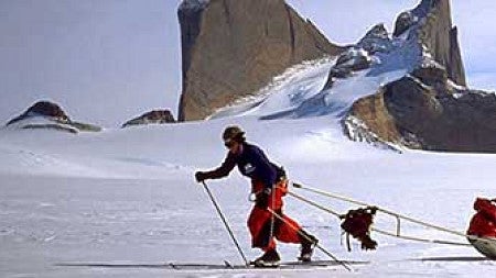 Ann Bancroft pulling a sled