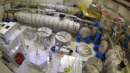 Birds-eye view inside LIGO at Hanford, Washington