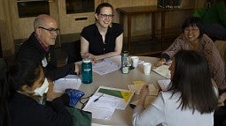 From right, facing camera: Akiko Walley, Julie Voelker-Morris, Paul Timmins. All part of the 22-23 Leadership Academy.