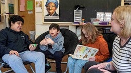 teacher with students at Ockley Green in Portland