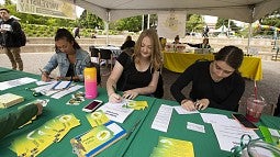 Students writing thank-you cards