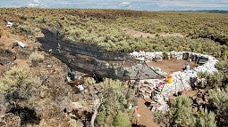 Rimrock Draw rock shelter near Riley, Oregon, during excavation in 2016