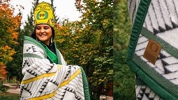 Kenyan Singer modeling Home Flight blanket