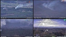 Four camera views from wildfire monitors