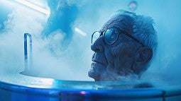 Man in freezing cryobath