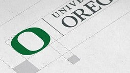 University of Oregon logo with type specifications