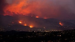 Los Angeles fires at night