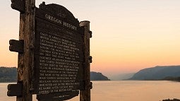 A historical marker near the Columbia River