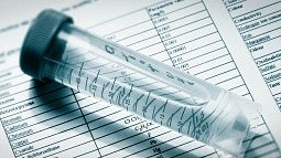 Tube of drinking water used for testing