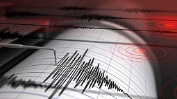 A seismograph showing a track made by an earthquake
