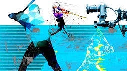 Illustration of athletes being filmed by camera