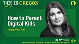 This is Oregon podcast title page with photo of Jen Doty