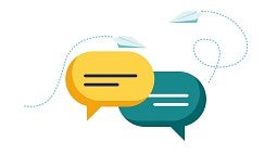 chat bubbles with paper airplanes