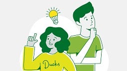Illustration of two young people thinking and having an idea