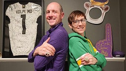 The Volpis are accustomed to football success — Joe sports a ring from JMU’s 2024 victory at the Boca Raton Bowl, Jen wears the Ducks’ ring from their 2024 Fiesta Bowl win