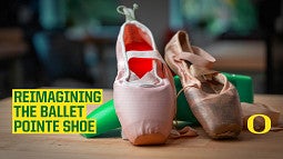 Title page for video with photo of ballet shoes