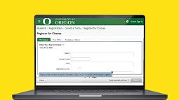 laptop with class registration screen