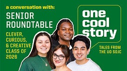 four students in a graphic advertising the Senior Roundtable