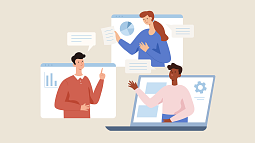 three people and digital collaboration