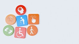 A graphic shows tiles with different symbols for disabilities