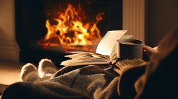 cozy fireplace during the winter season