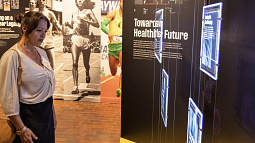 OHS exhibit guest looks reads story about human performance and sport at UO