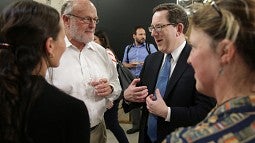 Alum Allyn Brown talks with UO President Michael Schill