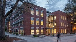 Allen Hall exterior at dusk