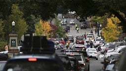 Traffic around residence halls on move-in day.