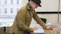 Nike designer Tinker Hatfield in the studio