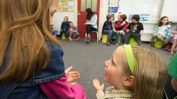 Children in a philosophy class at Edison Elementary