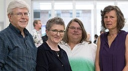 2017 Award Recipients (L-R): Kurt Willcox (Classified Staff); Lisa Raleigh (Officers of Administration); Diane Dietz (Shared Governance), and Jennifer J. Freyd (Westling)