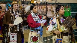 Tribal members at the powwow