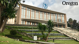 Africa Hall sits atop a hill with a view of the Addis Ababa skyline. Photo courtesy of David Koch