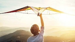 Boy flying kite