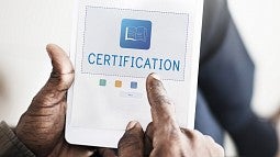 Tablet with word 'Certification'