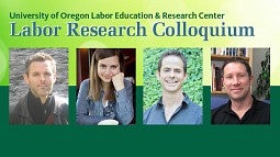 Colloquium logo with headshots of speakers