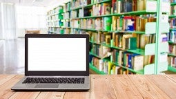 Laptop on library desk