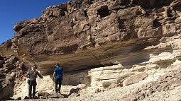Layers of deposited sands indicating ancient tidal action