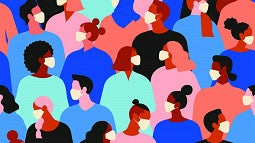 Illustration of people wearing face masks