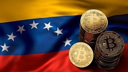 Flag with bitcoins