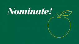 Apple outline on green background