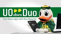 The Duck using a computer tablet