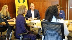 Panel members at discussion