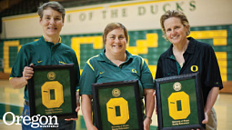 Peg Rees, Sue Wieseke, and Wendy Polhemus display their long-delayed letters. Photograph by Isaac Viel