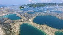 View of the reefs and islands around Airai Bay, Palau