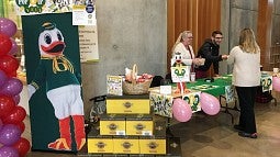 Food drive table sale in the EMU
