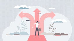 Illustration of a man facing choices
