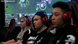 College videogame team members practice League of Legends.