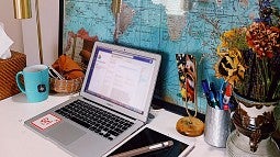 Laptop open on desk